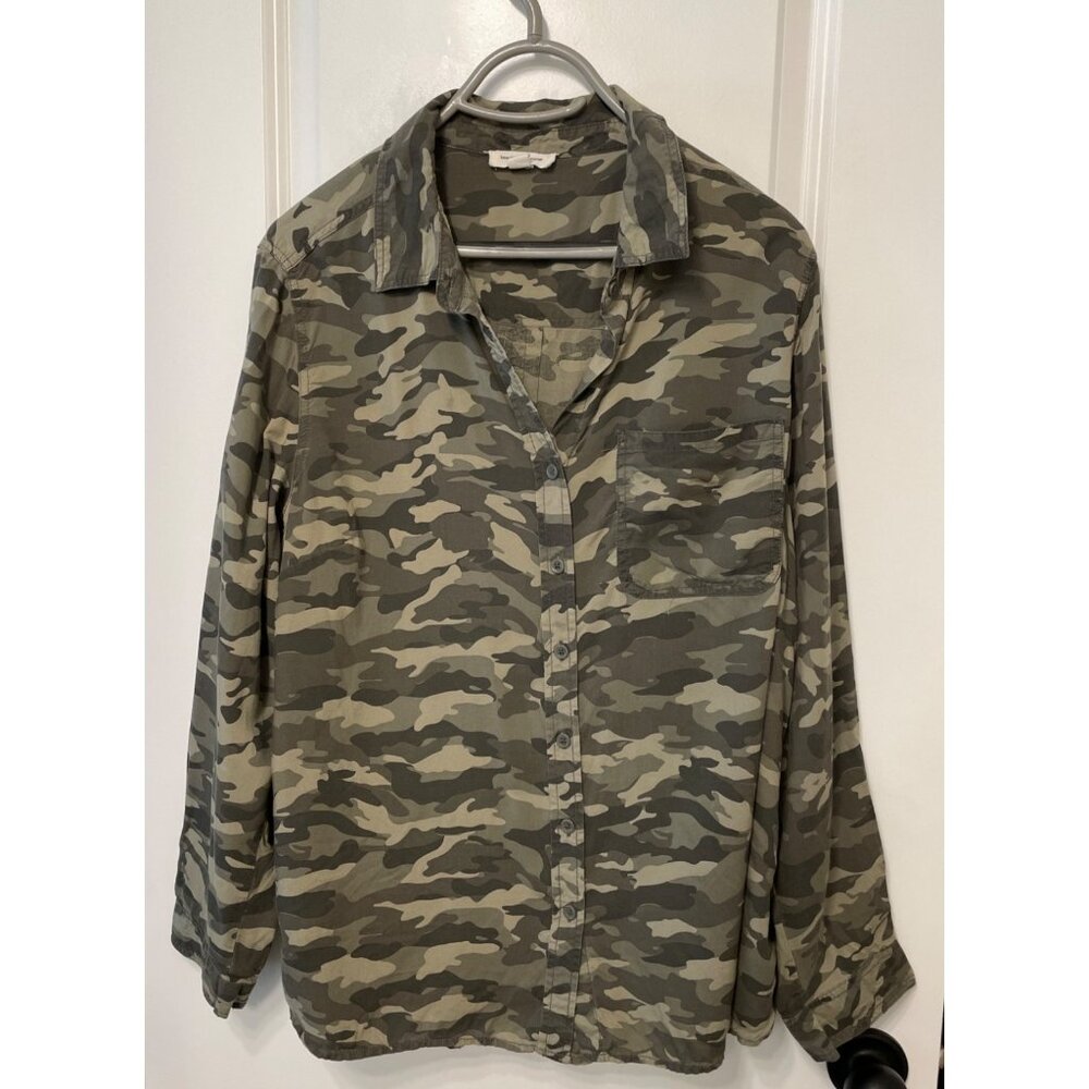 Beachlunchlounge Womens Camo Utility Button Down Shirt Camouflage‎ Green 1X